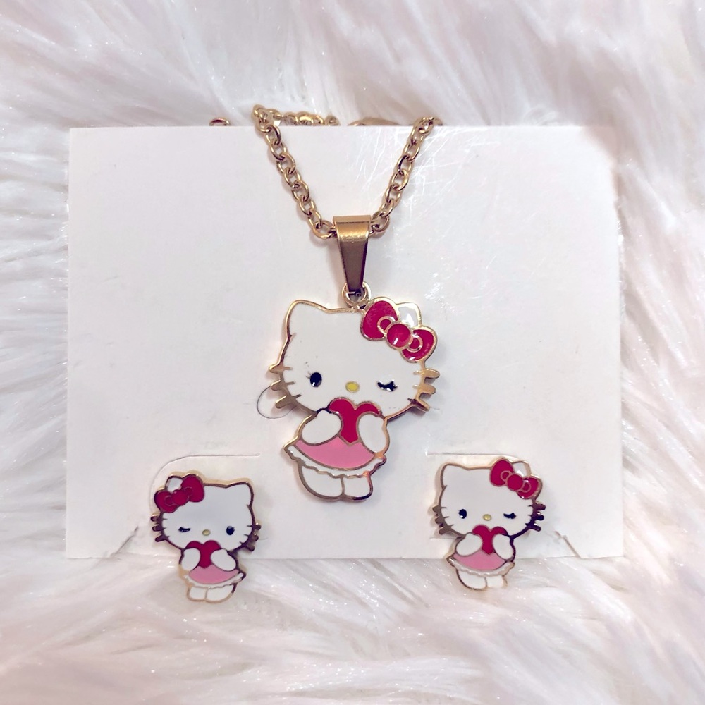 Hello Kitty Jewelry set Earrings and Necklace